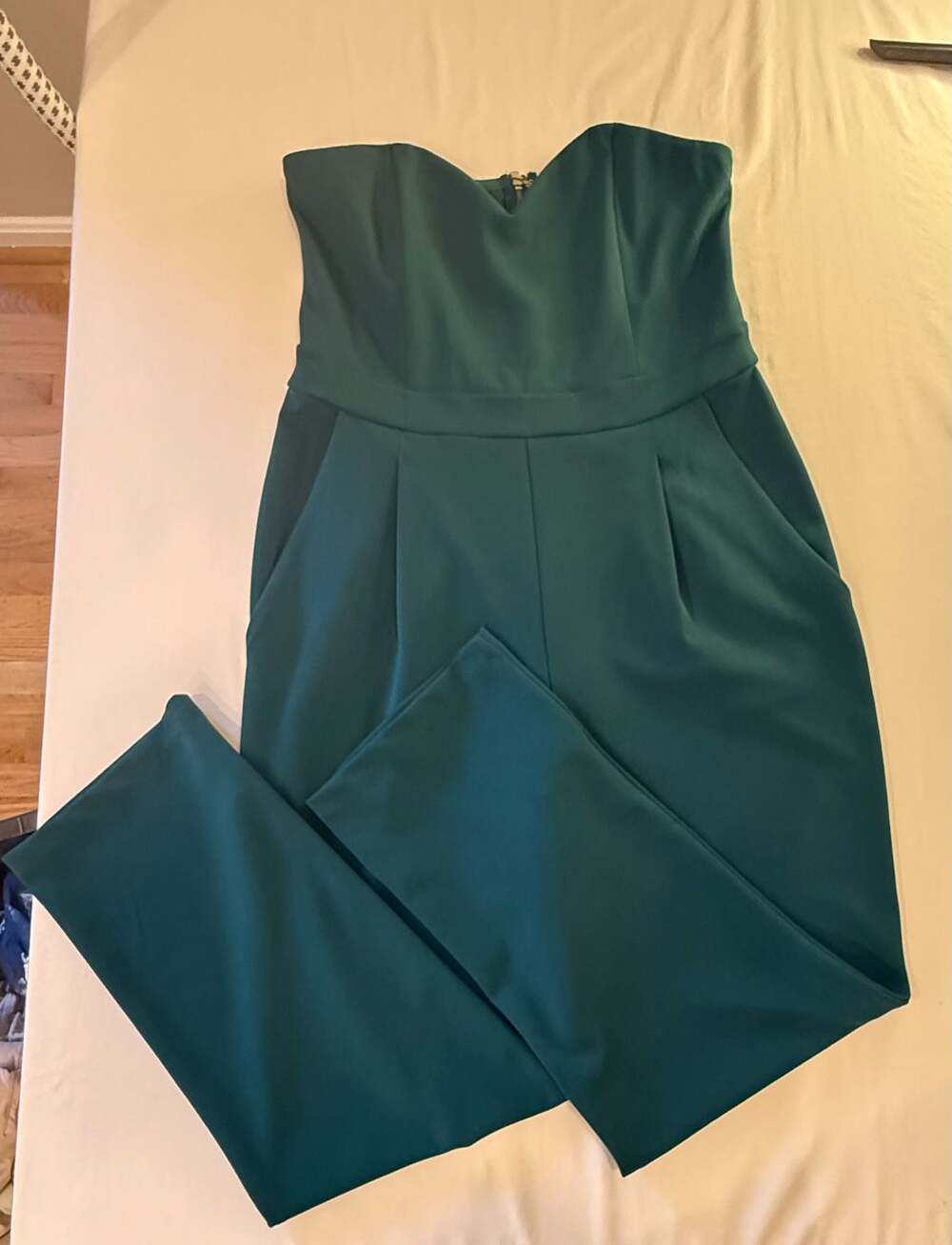 Express Green Strapless Sweetheart Jumpsuit, Size 8